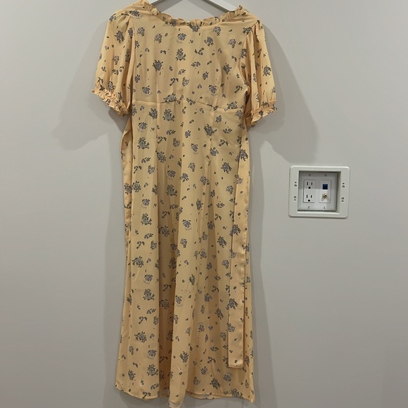 NWT SimpleRetro Yellow Floral Midi Dress - Picture 3 of 5